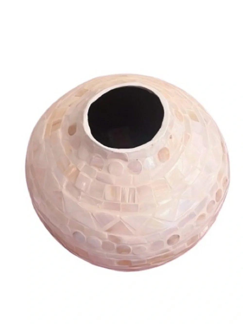 🆕- SPUN BAMBOO VASE WITH MOSAIC CAPIZ MOTHER OF PEARL SHELL
